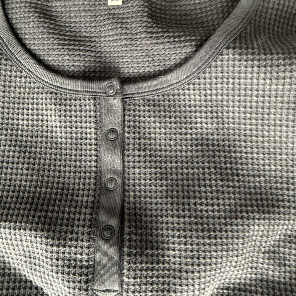 Gray Waffle Knit Henley Top and matching pants